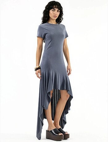Robe midi asymétrique à col rond busem