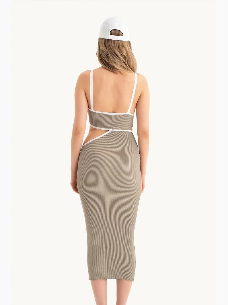 Robe midi asymétrique avec découpe latérale hiccup Beige naturel - Kiabi