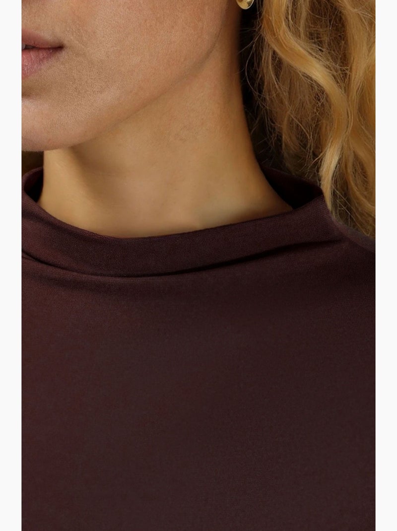 Robe midi asymétrique en maille à col rond hiccup Marron clair - Kiabi