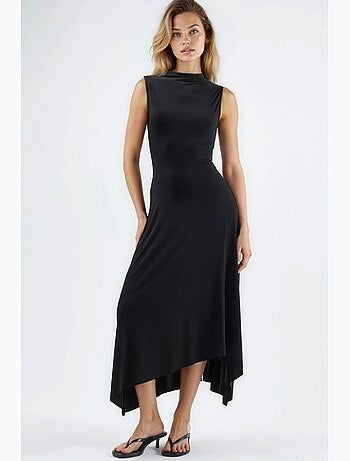 Robe midi asymétrique en maille à col rond hiccup