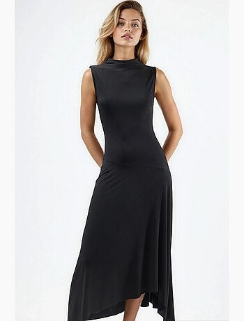 Robe midi asymétrique en maille à col rond hiccup