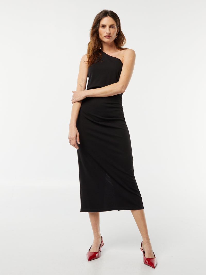 Robe midi asymétrique noir - Kiabi