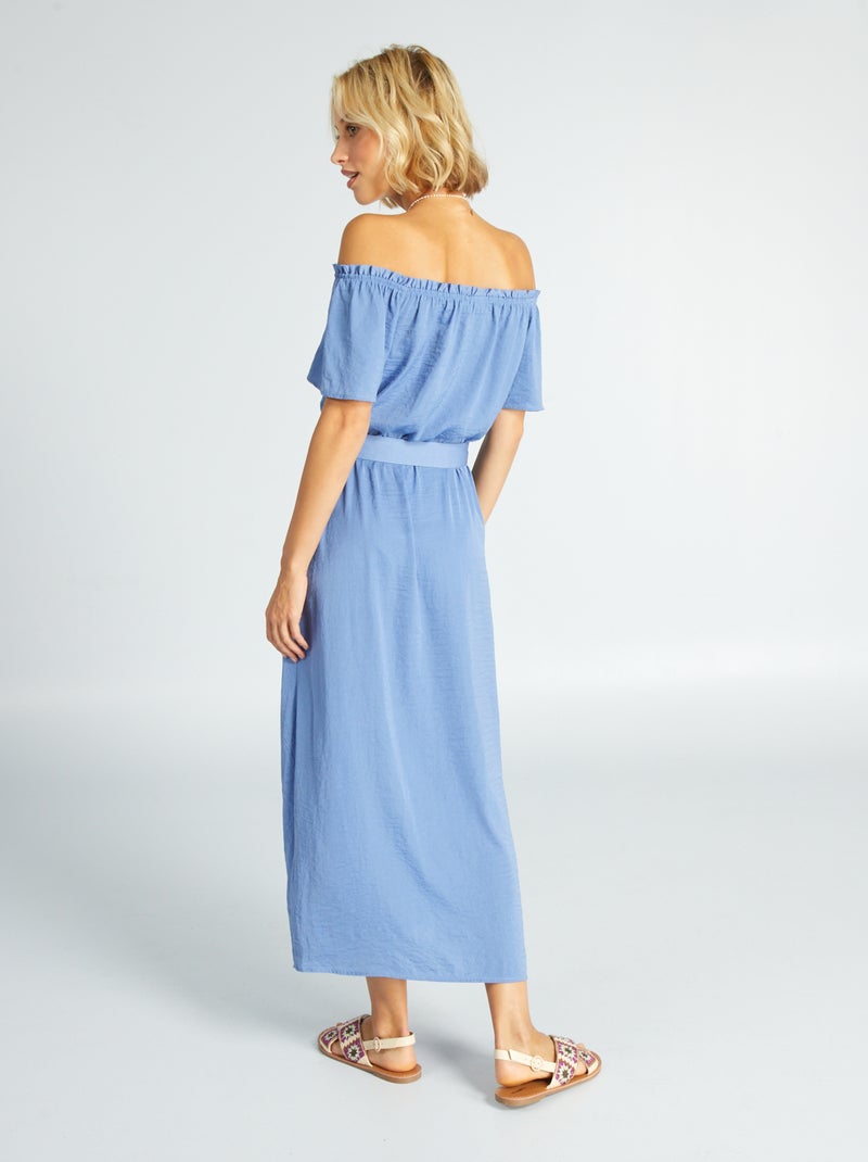 Robe Maxi Bleue Missguided Style Bardot - Taille 10 - Neuf Avec étiquettes