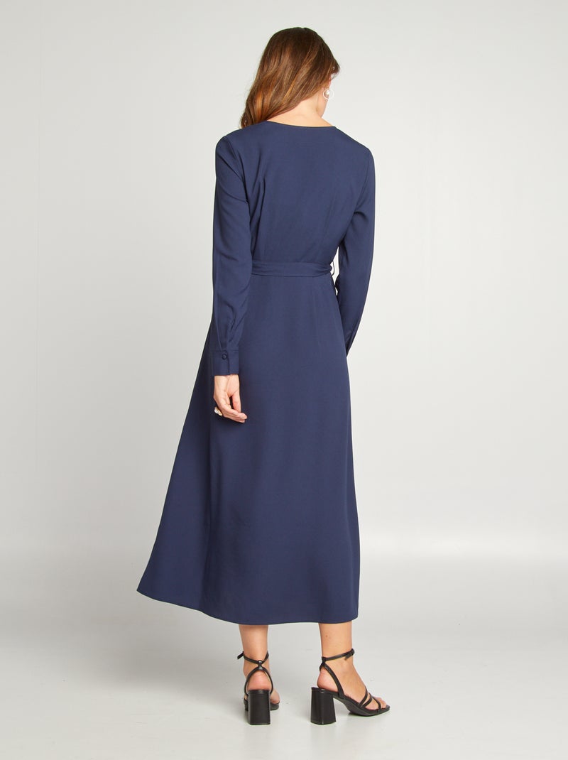 Robe midi avec col croisé Marine - Kiabi