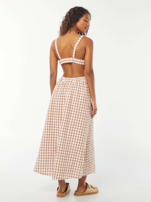 Robe midi avec dos nu et imprimé vichy - Kiabi