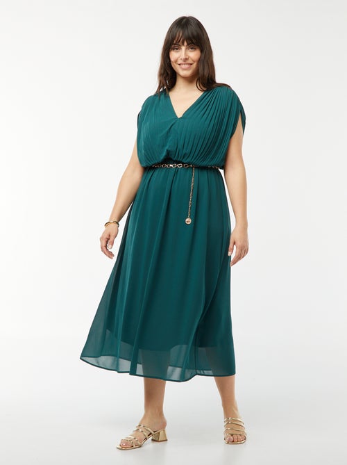 Robe midi avec emmanchures descendues et haut plissé - Kiabi