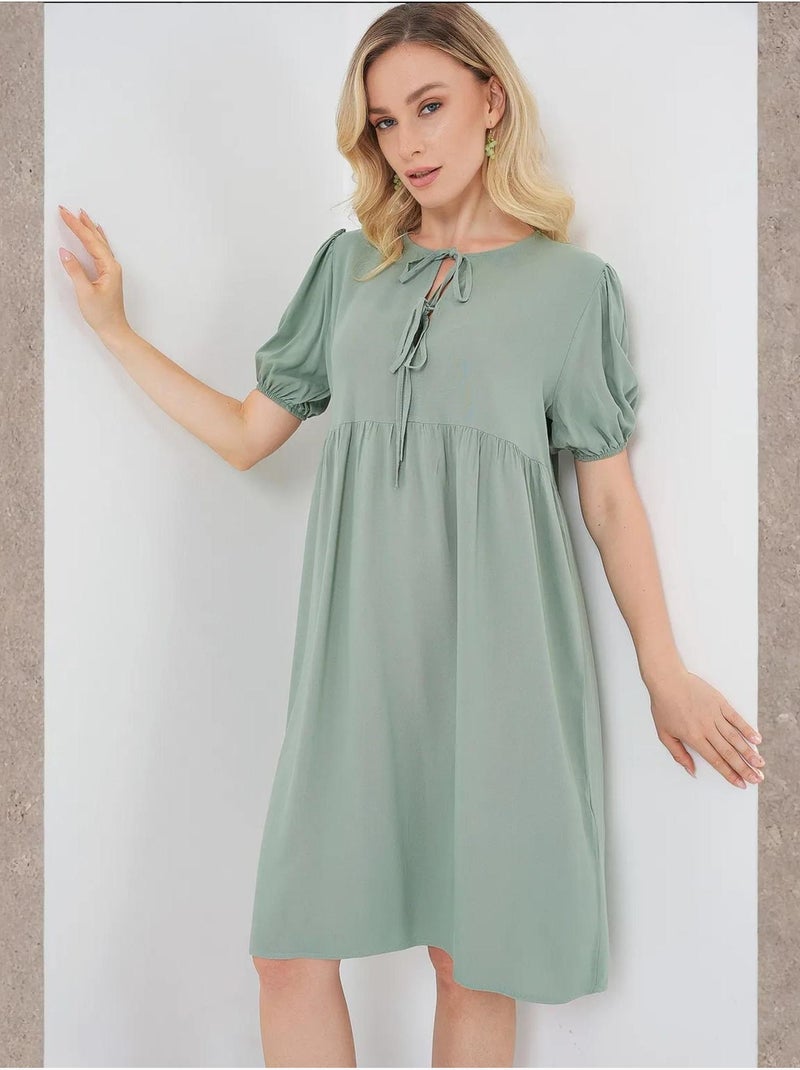Robe midi avec fermeture à nœud papillon bdart Kaki - Kiabi