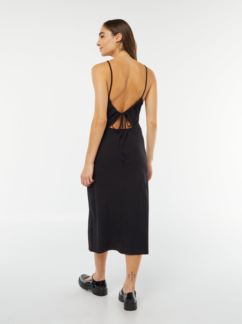Robe midi avec fines bretelles noir - Kiabi