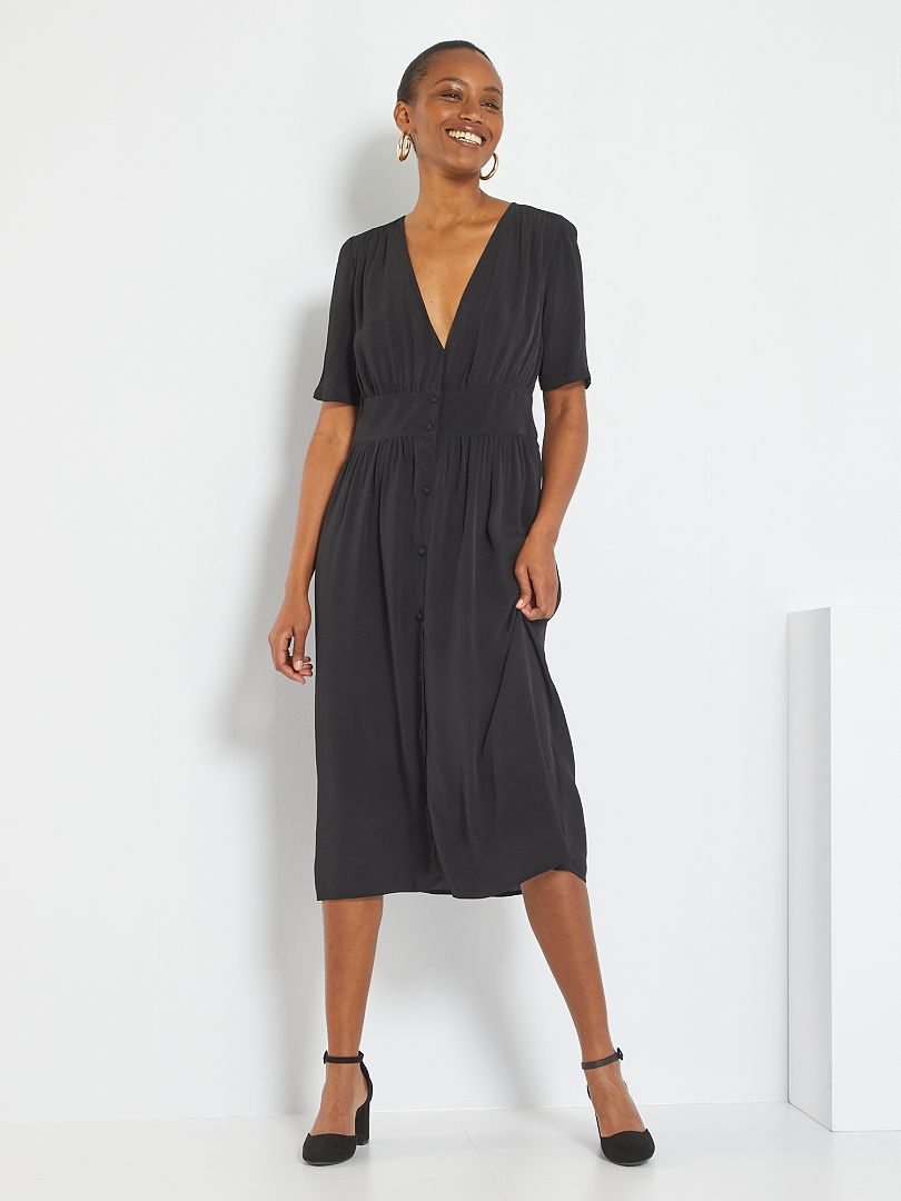 Robe midi avec taille marquée noir Kiabi 12.50€