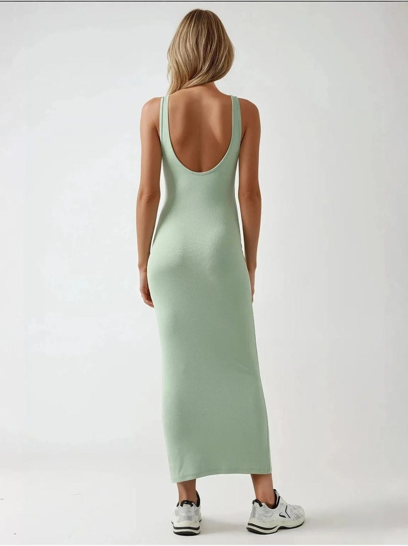 Robe midi basique douce au toucher Vert menthe - Kiabi