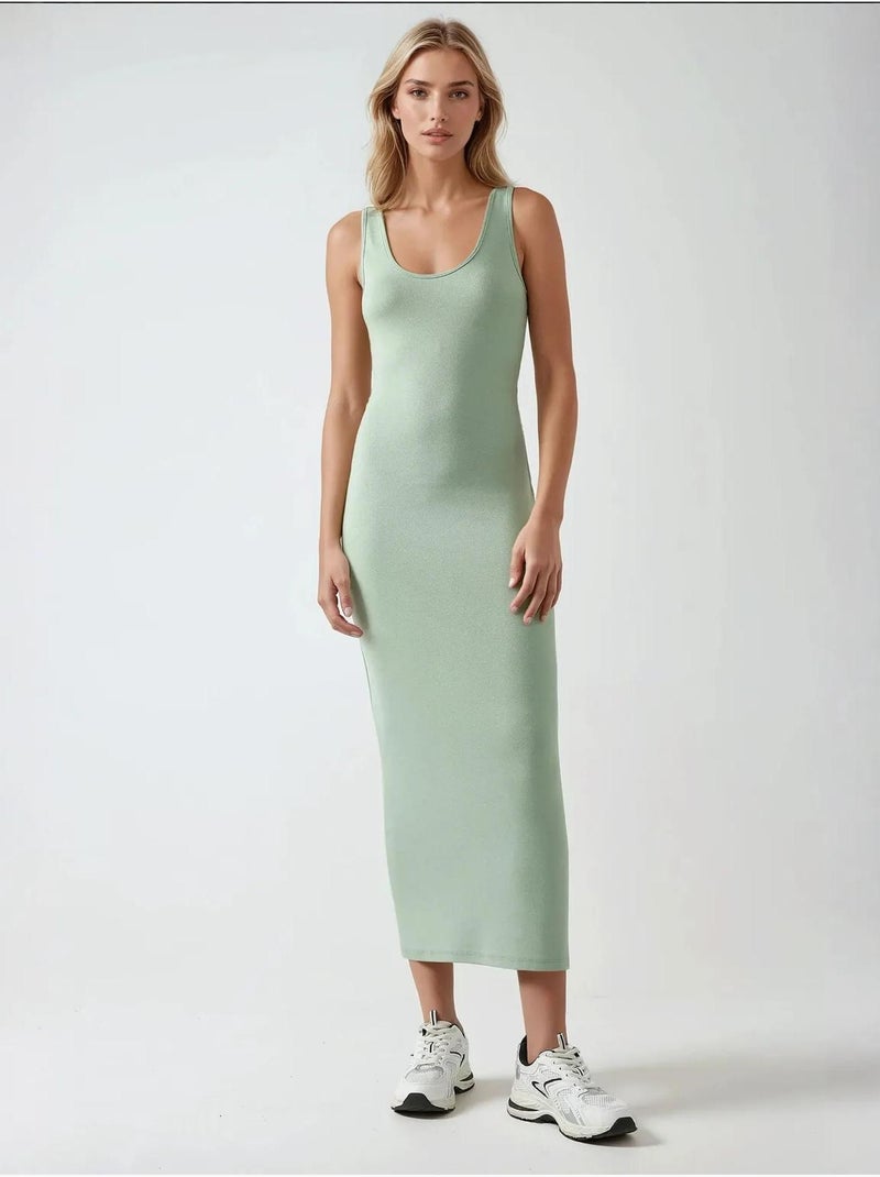 Robe midi basique douce au toucher Vert menthe - Kiabi