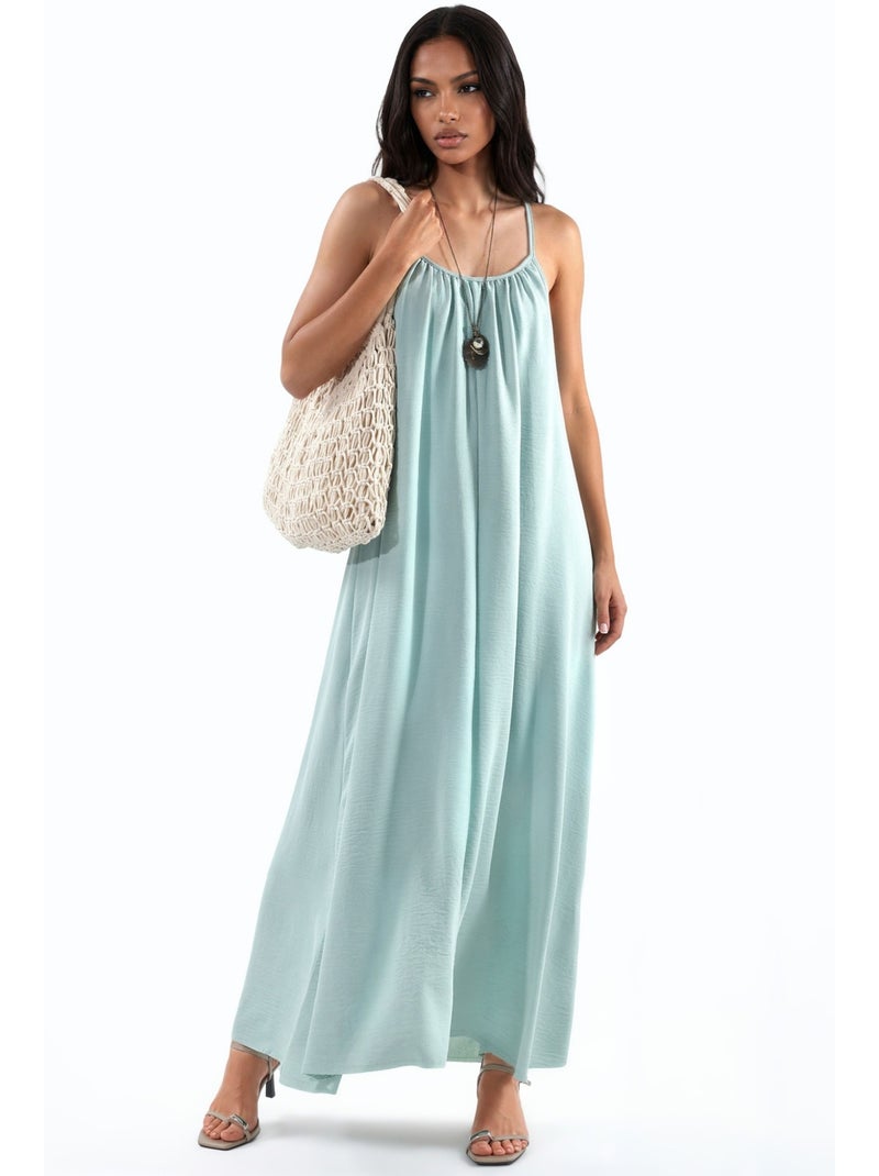Robe midi bohème à col en u hiccup Vert menthe - Kiabi
