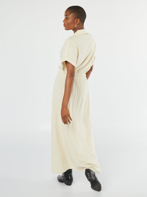 Robe midi boutonnée avec col chemise - Kiabi