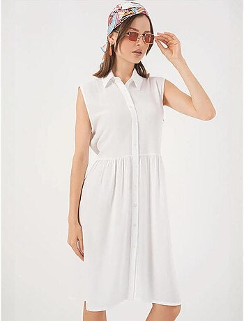Robe midi boutonnée sans manches avec col chemise bdart
