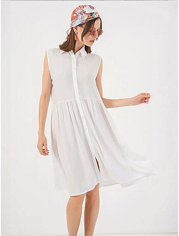 Robe midi boutonnée sans manches avec col chemise bdart