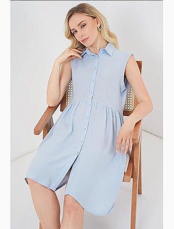 Robe midi boutonnée sans manches avec col chemise bdart