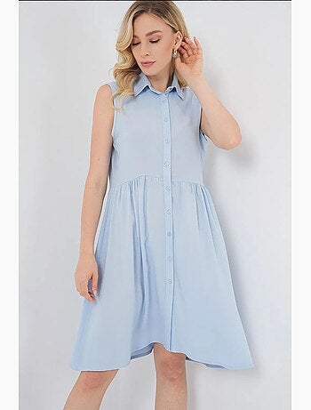 Robe midi boutonnée sans manches avec col chemise bdart