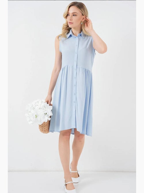 Robe midi boutonnée sans manches avec col chemise bdart - Kiabi Robe midi boutonnée sans manches avec col chemise bdart - Kiabi
