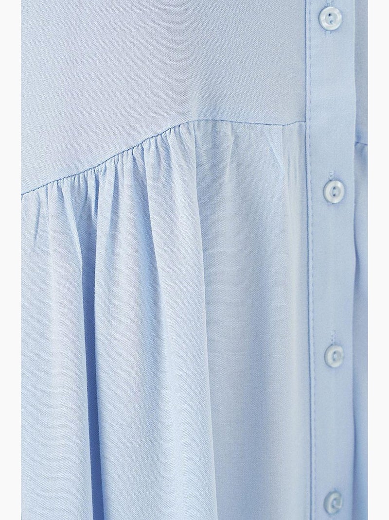 Robe midi boutonnée sans manches avec col chemise bdart Bleu clair - Kiabi