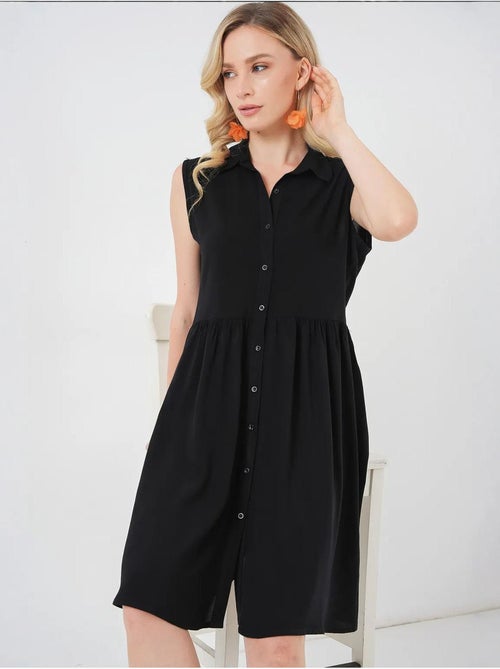 Robe midi boutonnée sans manches avec col chemise bdart - Kiabi Robe midi boutonnée sans manches avec col chemise bdart - Kiabi