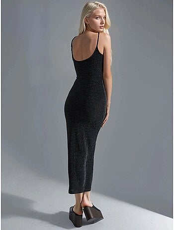 Robe midi brillante à col en u busem