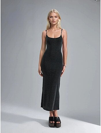 Robe midi brillante à col en u busem