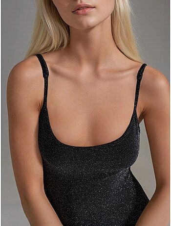 Robe midi brillante à col en u busem