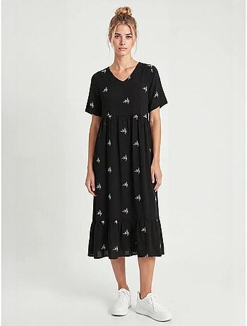Robe midi brodée à col v istanbul