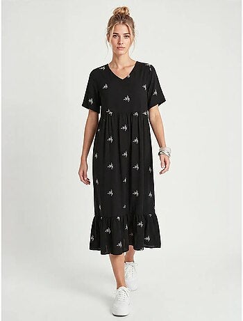 Robe midi brodée à col v istanbul