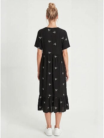 Robe midi brodée à col v istanbul