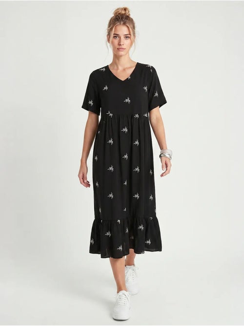 Robe midi brodée à col v istanbul - Kiabi Robe midi brodée à col v istanbul - Kiabi