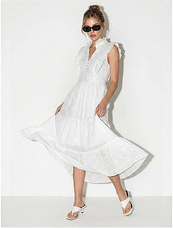 Robe midi brodée en mélange de coton lucci
