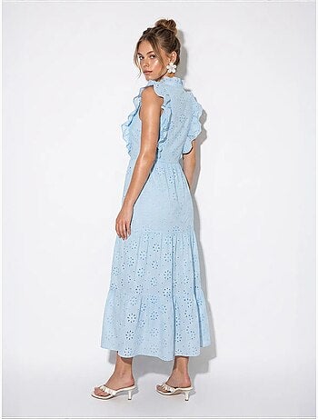 Robe midi brodée en mélange de coton lucci