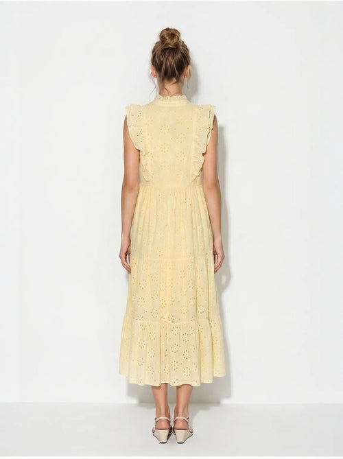 Robe midi brodée en mélange de coton lucci - Kiabi