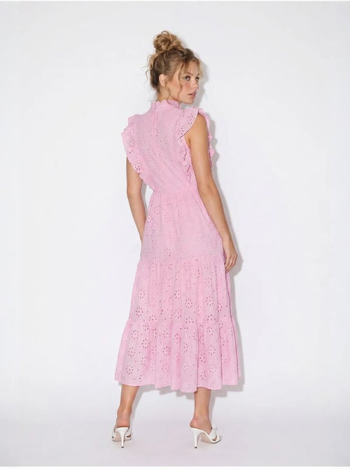 Robe midi brodée en mélange de coton lucci - Kiabi