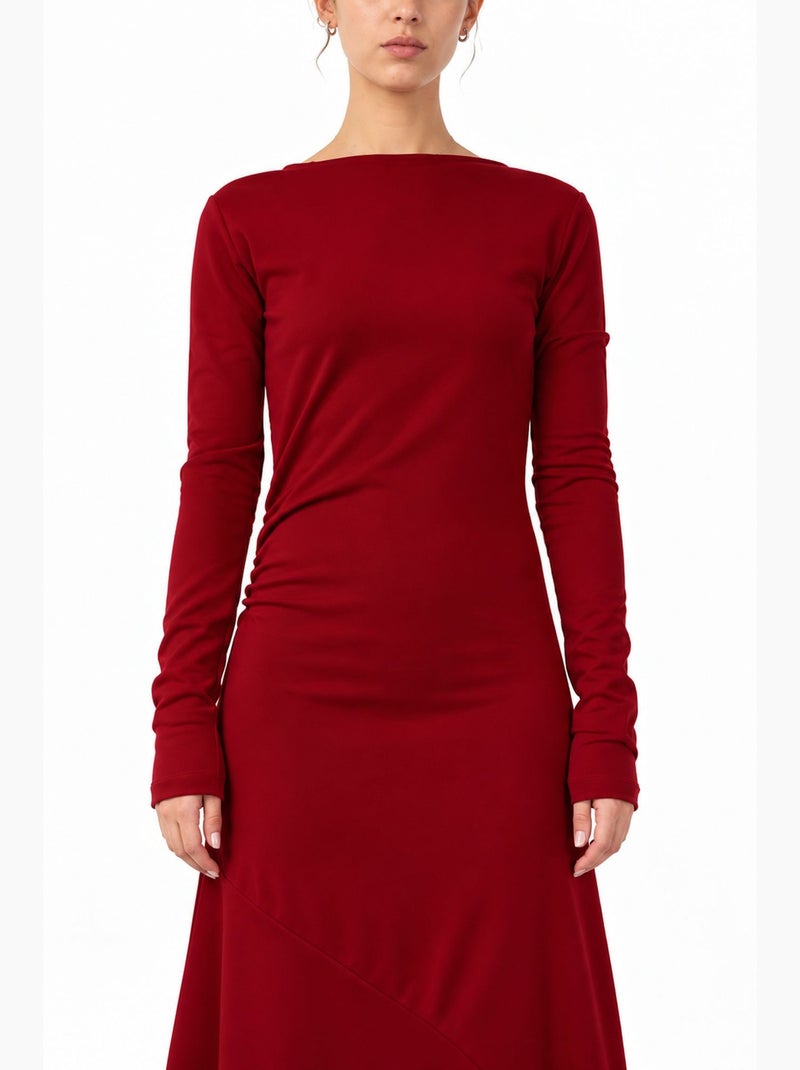 Robe midi busem Rouge bordeaux - Kiabi