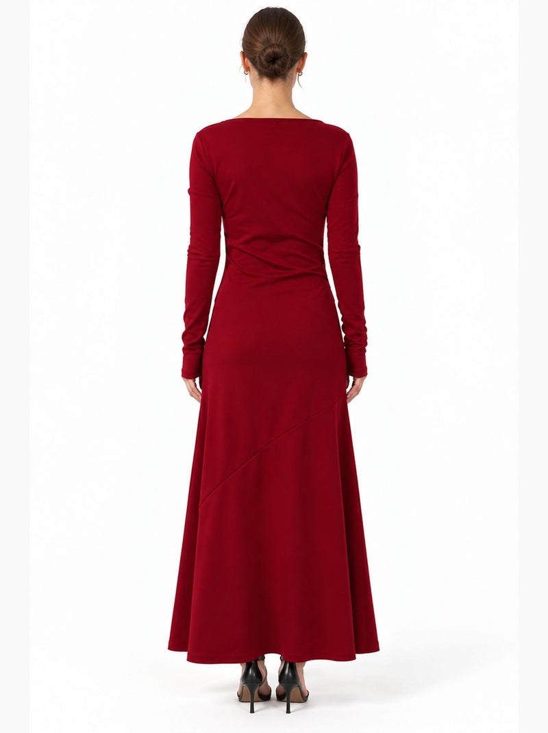 Robe midi busem Rouge bordeaux - Kiabi