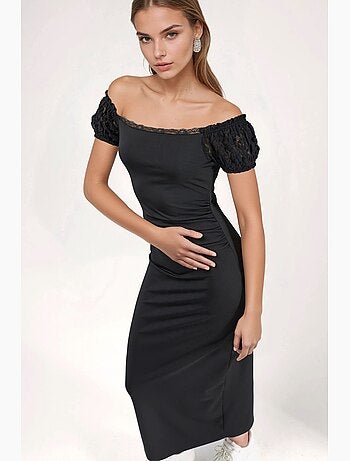 Robe midi bustier avec détails en dentelle hiccup