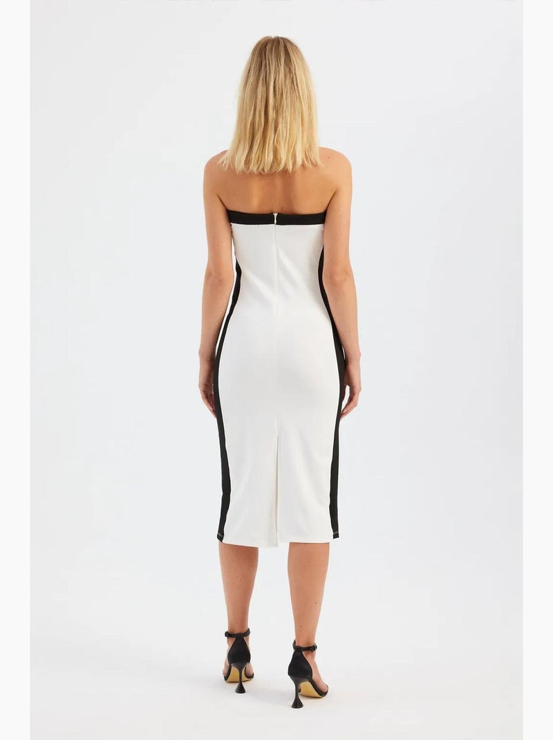 Robe midi bustier color block hiccup Blanc - Kiabi