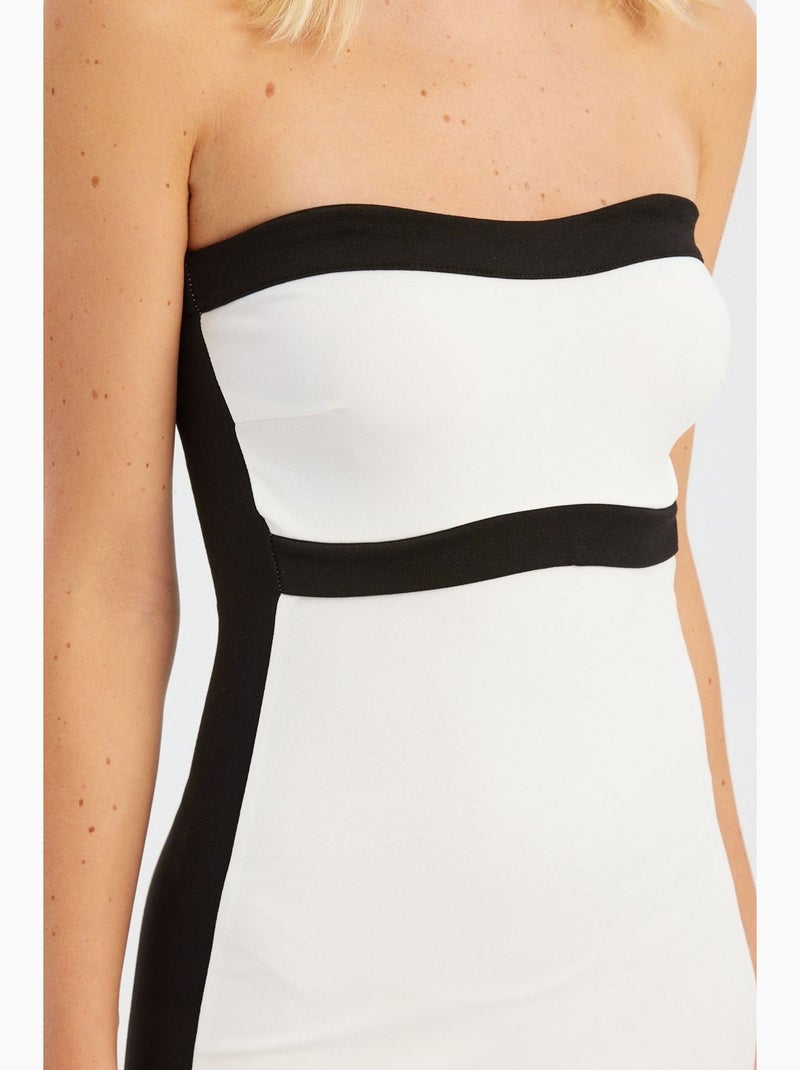 Robe midi bustier color block hiccup Blanc - Kiabi