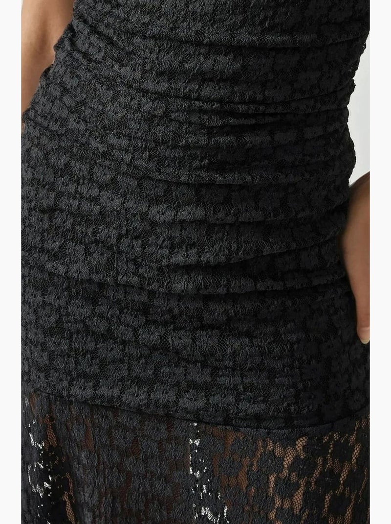 Robe midi bustier en dentelle hiccup Noir - Kiabi