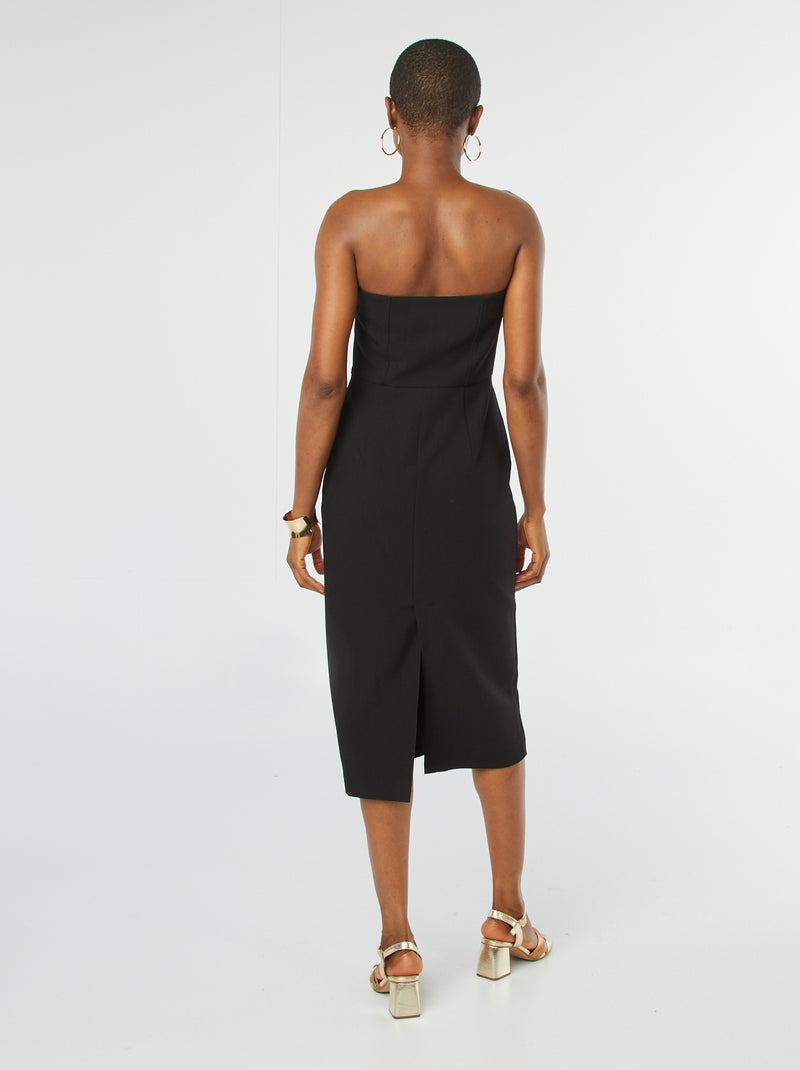 Robe midi bustier unie Noir - Kiabi