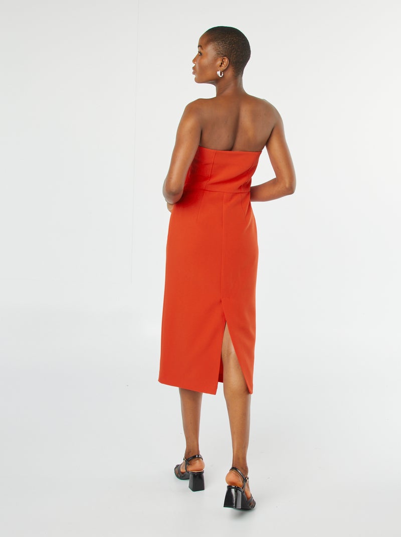 Robe midi bustier unie Rouge - Kiabi