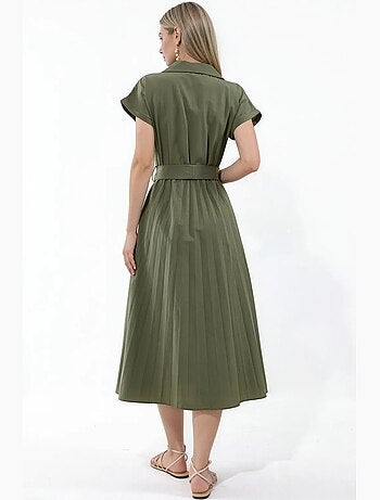 Robe midi cache-cœur ceinturée busem
