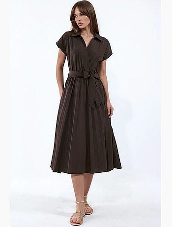 Robe midi cache-cœur ceinturée busem