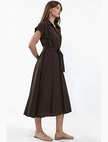 Robe midi cache-cœur ceinturée busem