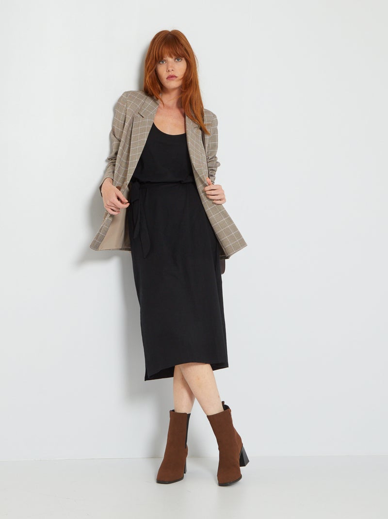Robe midi ceinturée noir - Kiabi