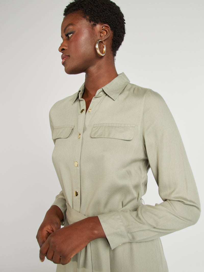 Robe midi ceinturée Vert - Kiabi