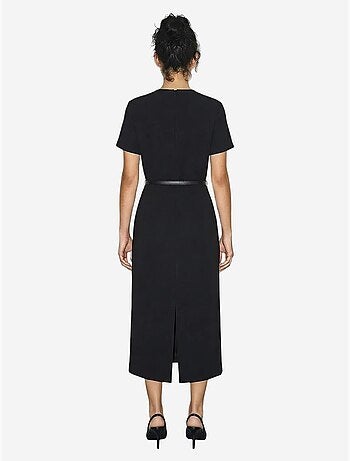Robe midi cintrée à ceinture et col rond lucci
