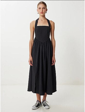 Robe midi cintrée à col carré istanbul